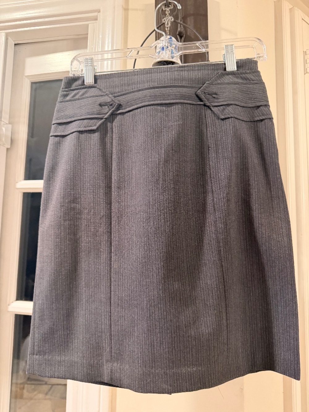 Adrienne Vittadini Petite 2P Gray Pinstripe Skirt Corporate Core